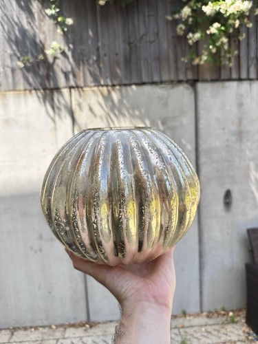 Antique gold leaf glass - glass, vase