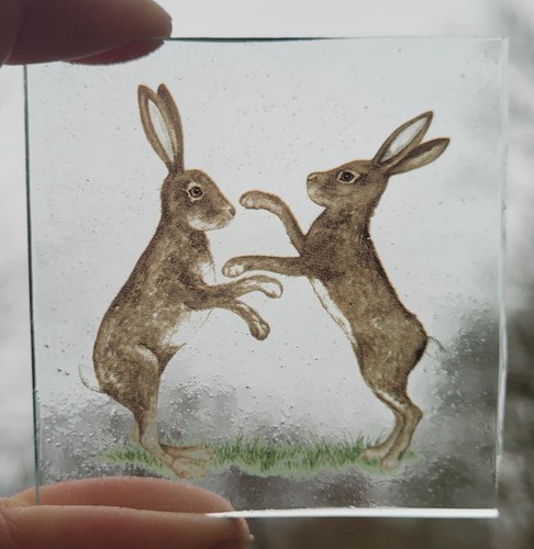 Stained glass hare - hare, kiln