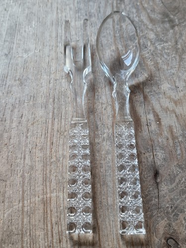 Cut glass salad - glass, servers