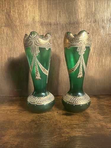 Pair antique bohemian - antique, green