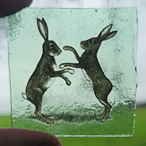 Stained glass hare - stained,