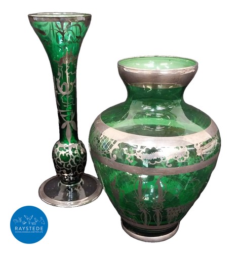 Vintage green glass silver - vintage,
