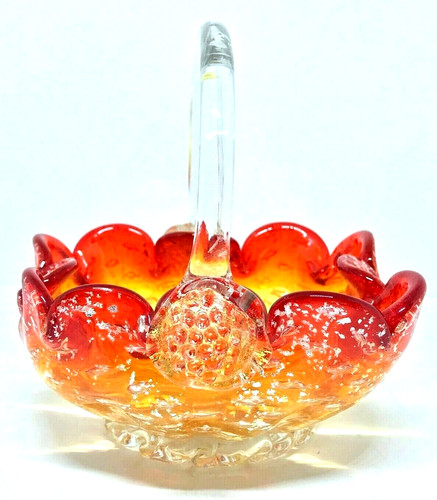 Amberina art glass - amberina, basket