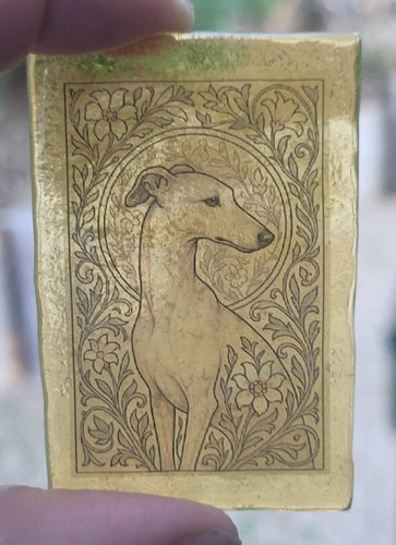 Stained glass greyhound - glass, dog