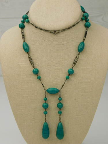 Antique art deco sterling teal - art,