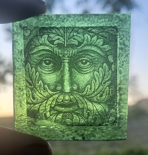 Stained glass green man - glass, piece