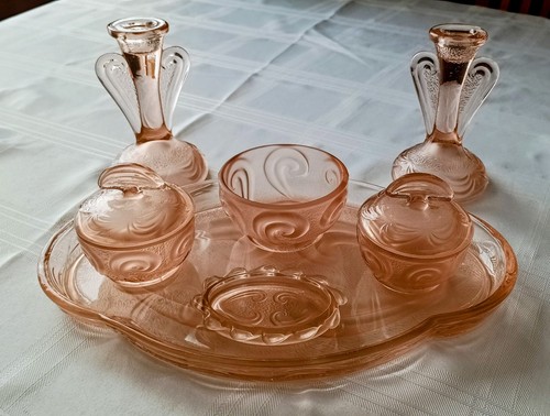 Vintage art deco pink glass - art,