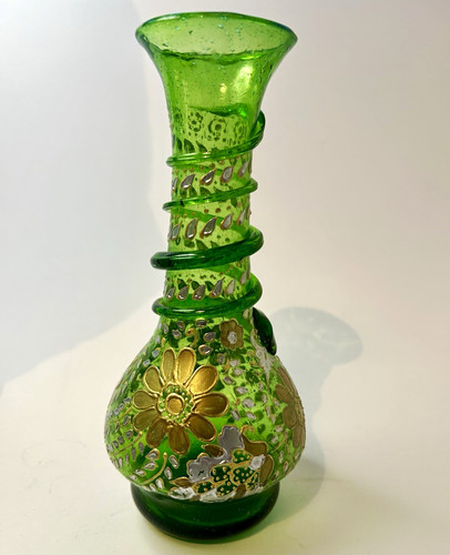 Antique bohemian green glass - bohemian,