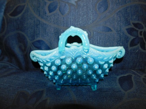 Antique art glass basket - art,