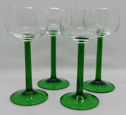 Green stem clear glass - , vintage