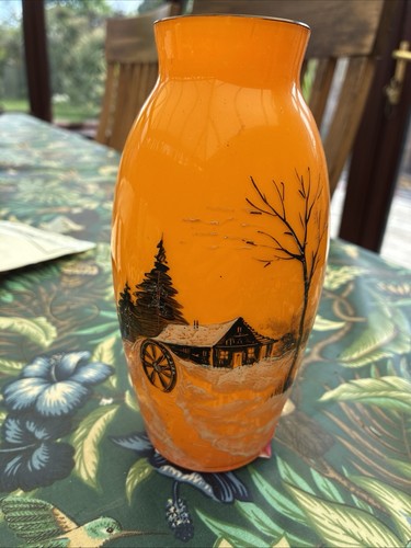 Hand painted orange glass - hand,